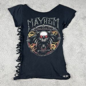 Mayhem Festival Shirt Adult Small Black 2013 Rockstar Energy Custom Distressed